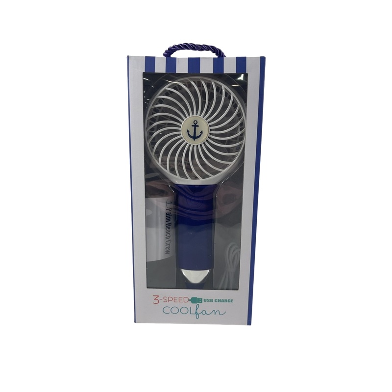Nikiani Palm Beach Crew 3-Speed USB Cool Fan, Navy & White