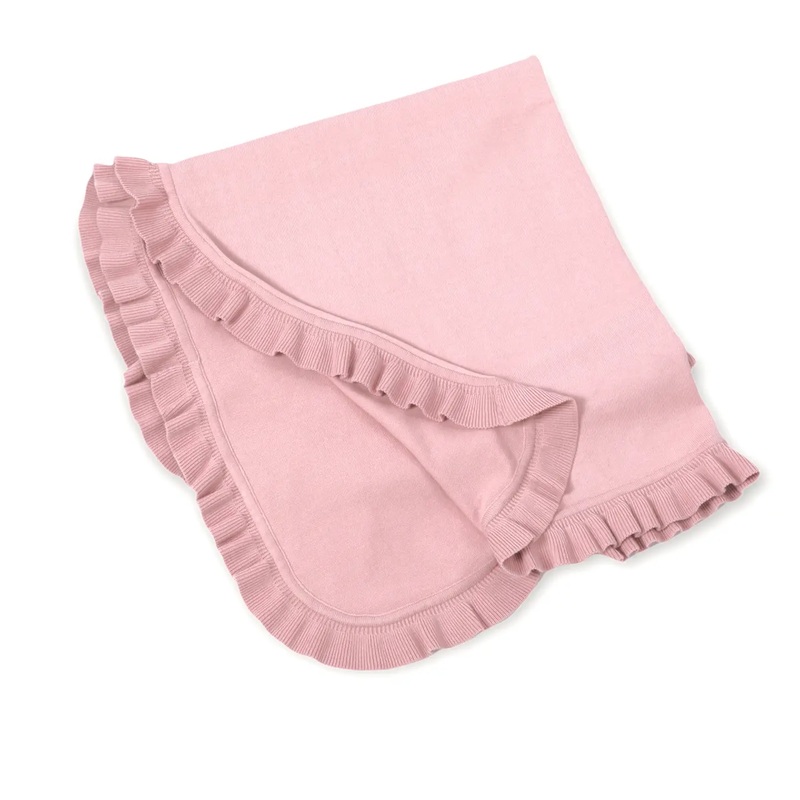 Milan Knit Ruffle Blanket – Mauve Pink