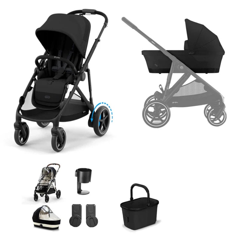 CYBEX e-Gazelle S Essential Pushchair Bundle – Moon Black