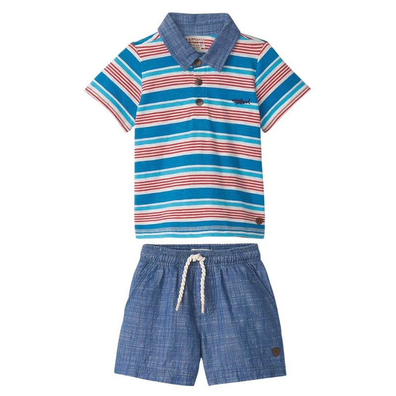 Mediterranean Stripes Polo Set