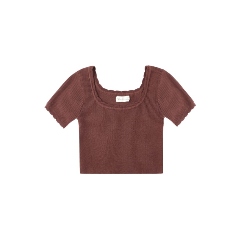 Rylee + Cru Scallop Tee | Burgundy – Teen