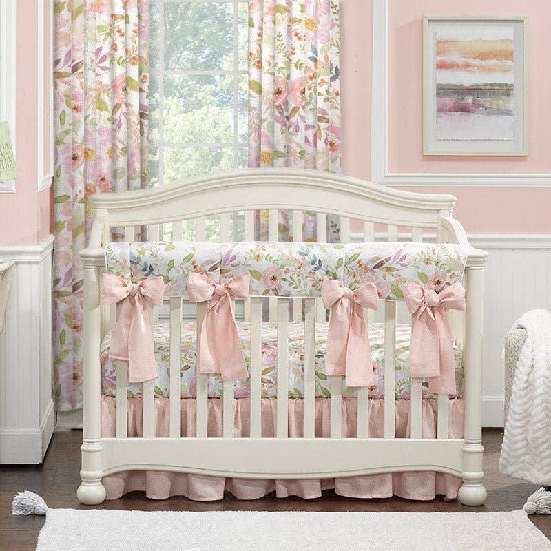 Blush Watercolor Floral 8-pc. Crib Bedding Set