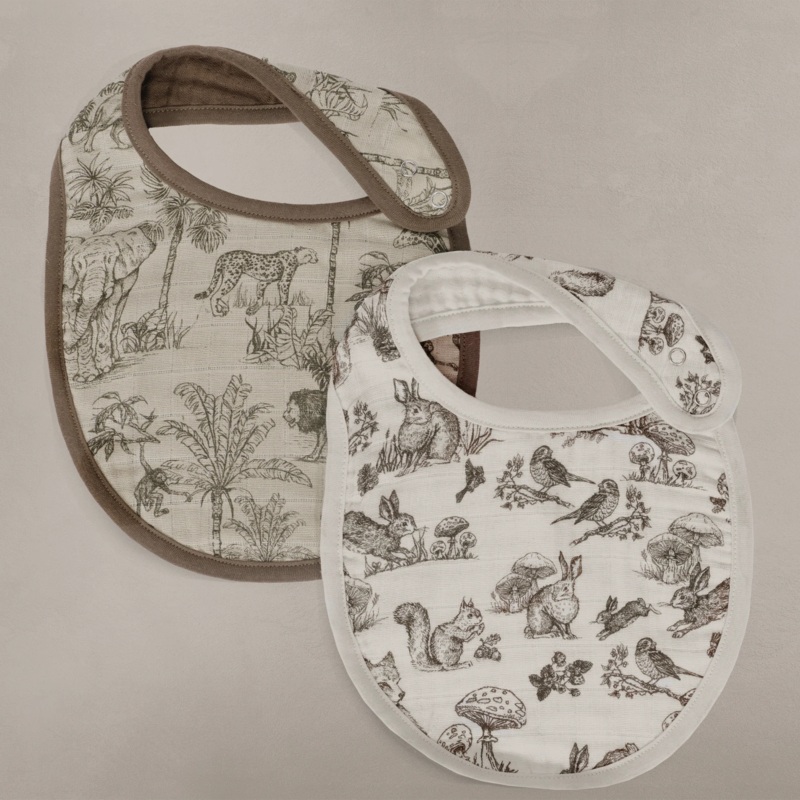 Vintage safari & Woodland Bib 2Pck