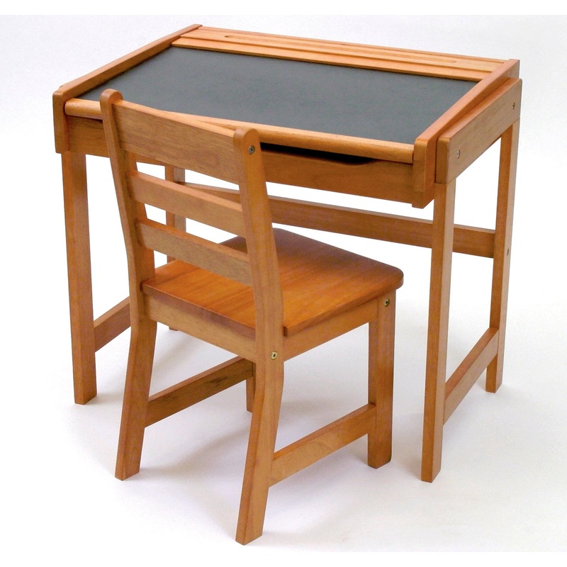 Lipper International Childs’ Chalkboard Desk & Chair Set in Pecan