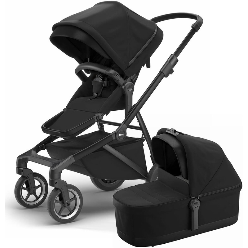 Thule Sleek Single-to-Double Stroller & Bassinet – All Black
