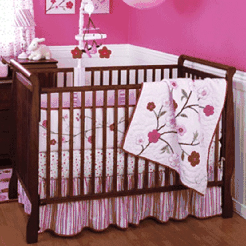 KidsLine Cherry Blossom 6 Piece Crib Bedding Set