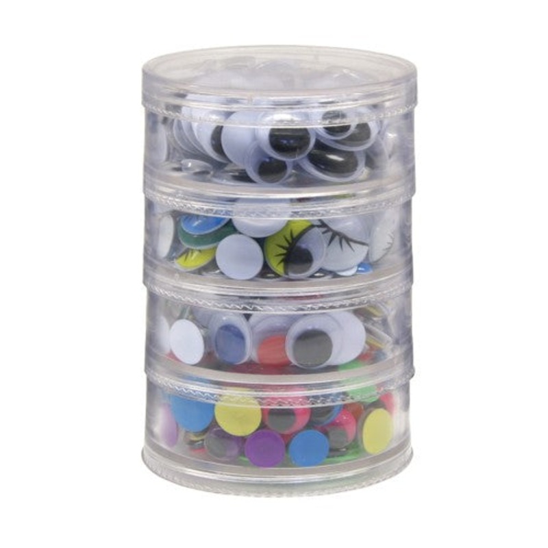 Wiggle Eyes in Stacking Storage Container, 4-tier pack