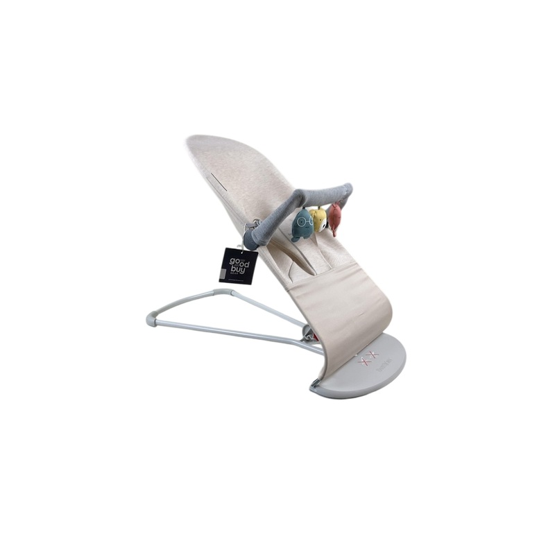 BabyBjorn Bouncer Bliss Bundle With Toy Bar, Light Beige 3D Jersey, Light Gray Frame, Soft Friends