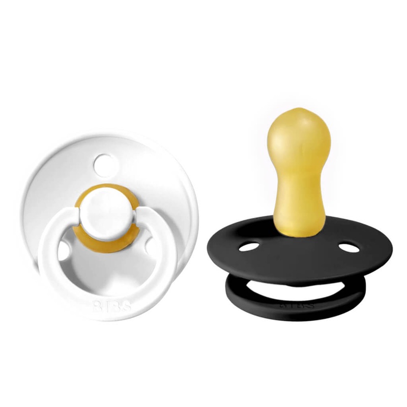 Bibs Natural Rubber Pacifier 2 Pack Black/White
