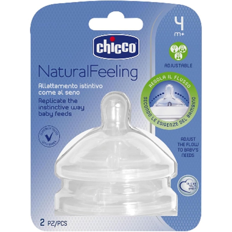Chicco Natural Feeling Step-up Baby Bottle Teat 2 Pcs 4m+ Adjustable 2 Pc