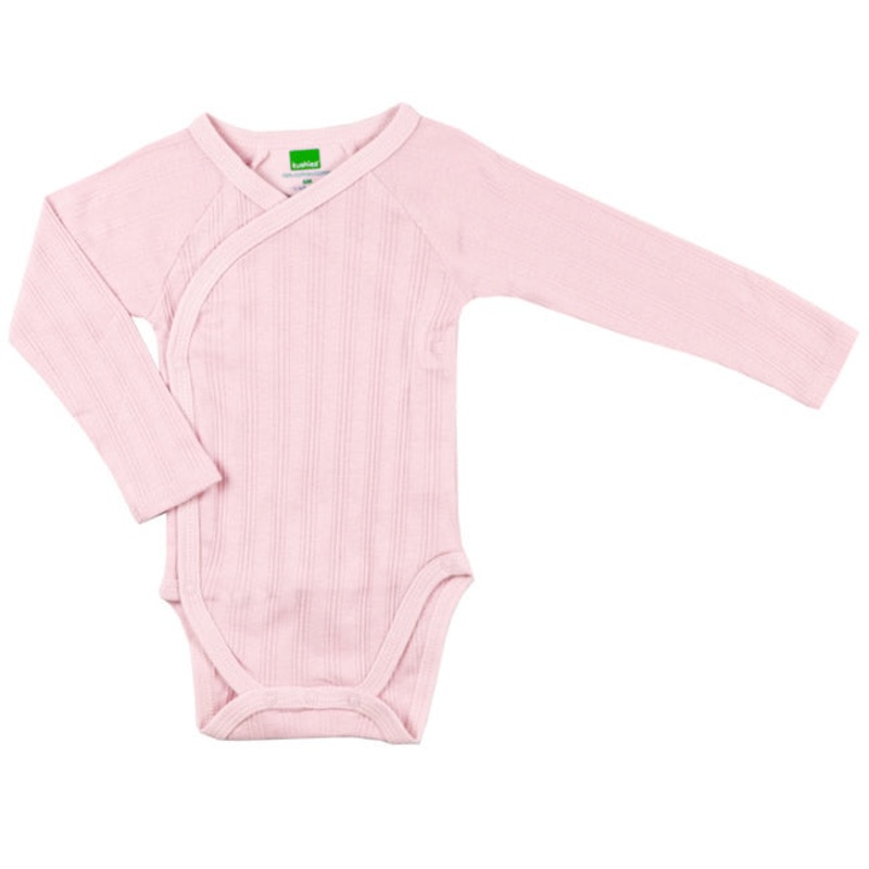 Kushies Long Sleeve Bodysuit, 3-6m – Pink