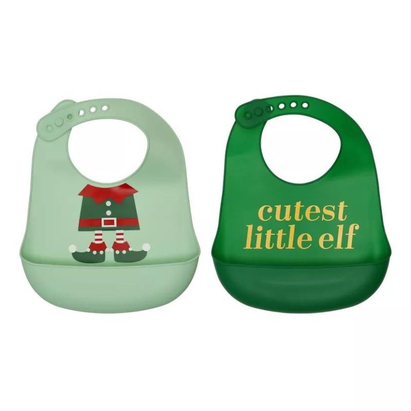 Holiday Silicone Bib Set – Cutest Little Elf