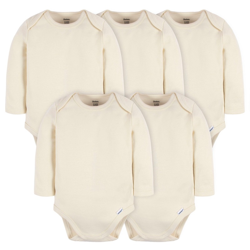 5-Pack Baby Natural Premium Long Sleeve Onesies Bodysuits