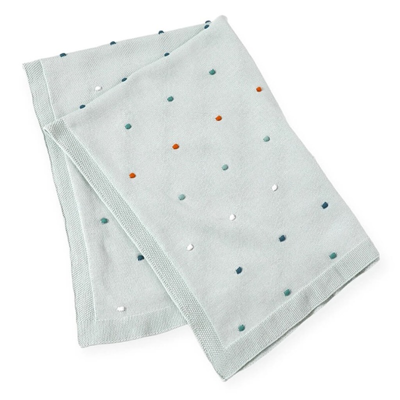 Jacquard Knit Blanket Mint Bobbles