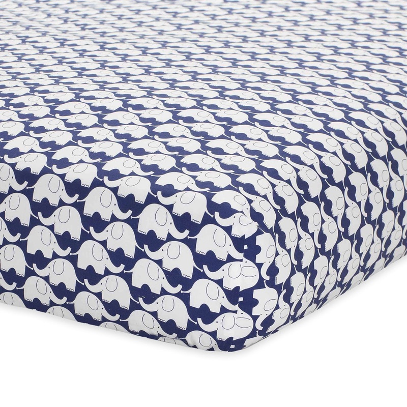 Just Born Crib Sheet – Navy Elephant