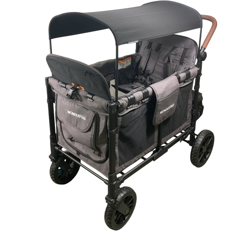 Wonderfold W4 Luxe Quad Stroller Wagon, 2024, Charcoal Grey with Black Frame