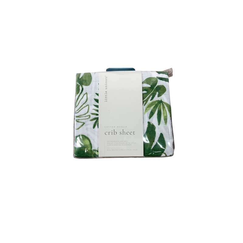 Little Unicorn Cotton Muslin Fitted Crib Sheet, Tropical Leaf