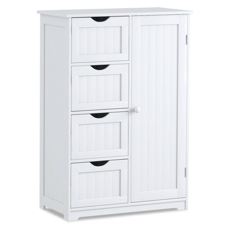 Standing Indoor Wooden Cabinet With 4 Drawers-White