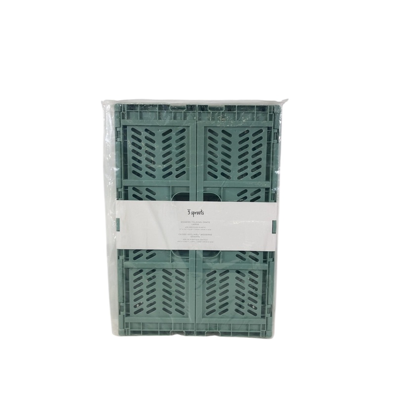 3 Sprouts Modern Folding Crate, Green, Large