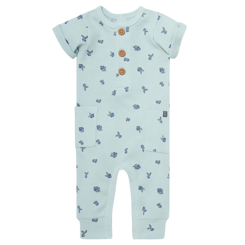 Baby Girls Light Sky Blueberry Short Sleeve Long Leg Romper