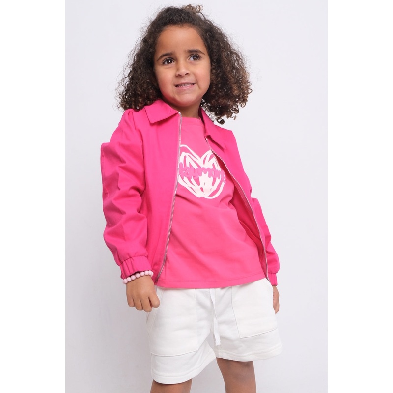 Fuchsia Long-Sleeved Gabardine Jacket