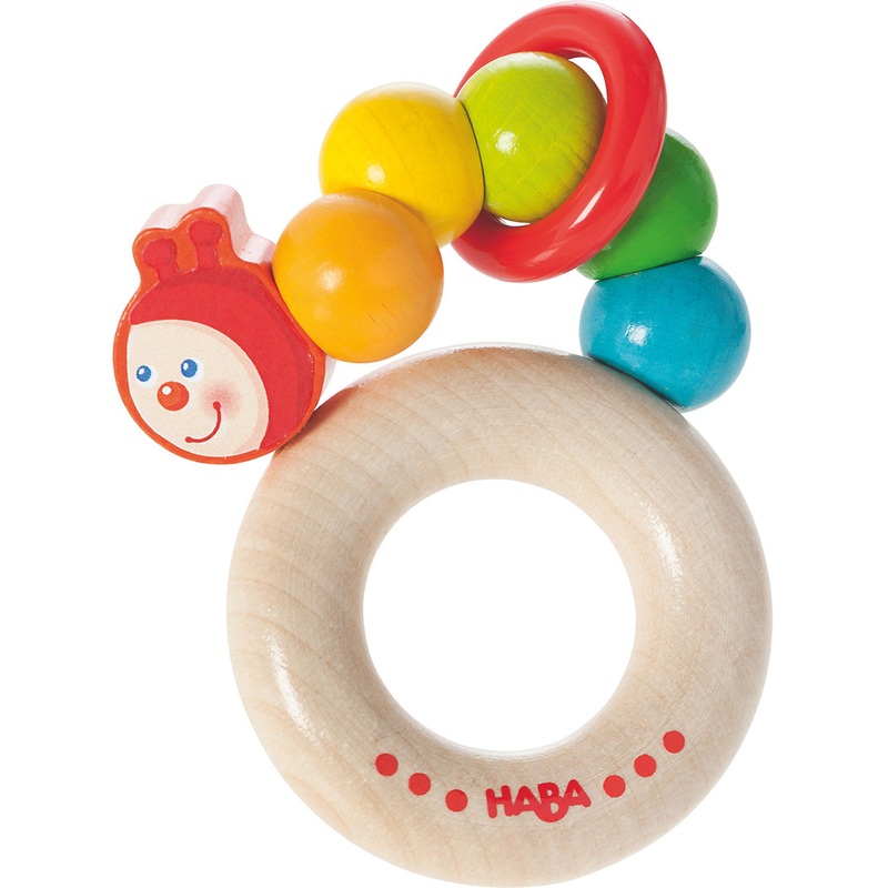 HABA Rainbow Caterpillar Wooden Rattle & Teether