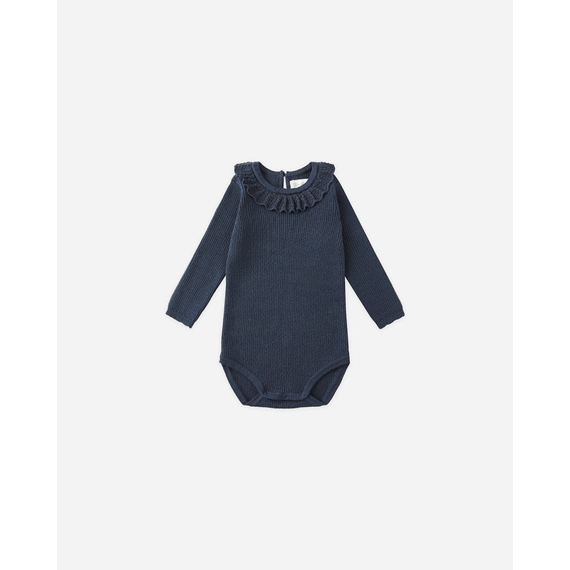Ruffle Collar Bodysuit – Navy