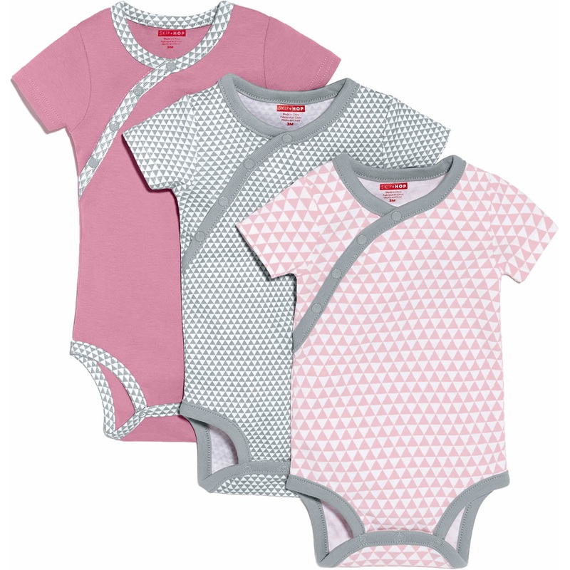 Skip Hop Petite Triangles 3-Pack Short Sleeve Bodysuits – Pink (9 Months)