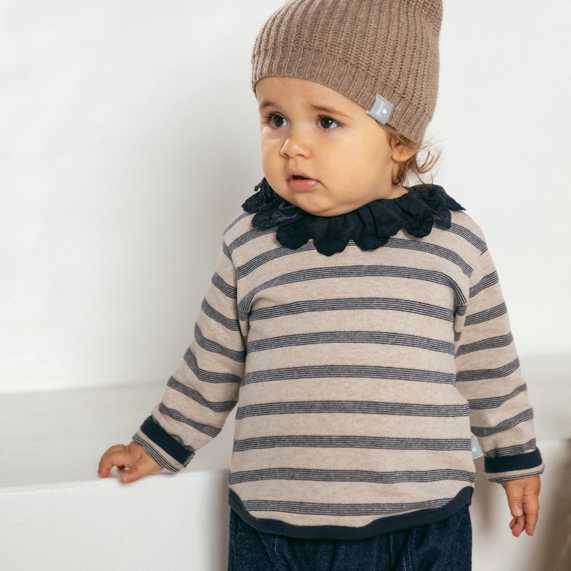 Snug (Portugal) – Ruffle Collar Top – Navy Stripe