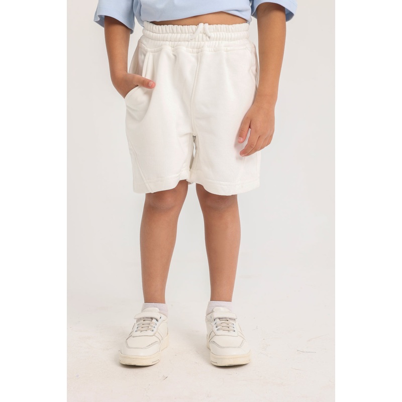 Unisex Off-White Cotton Shorts