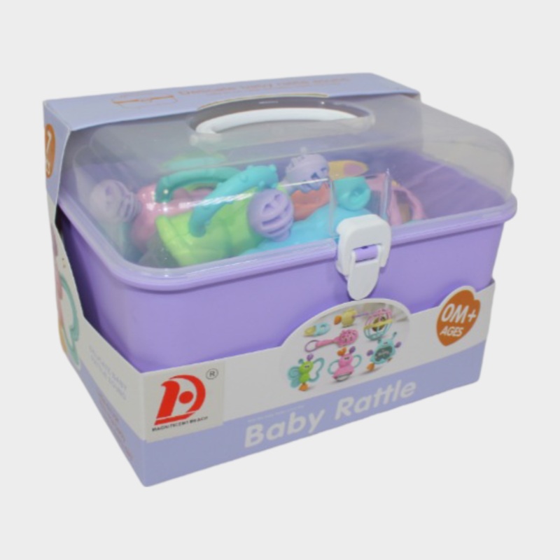 Baby Rattle Set  7 Different Shapes with Gentle Rattle Sounds (Purple)