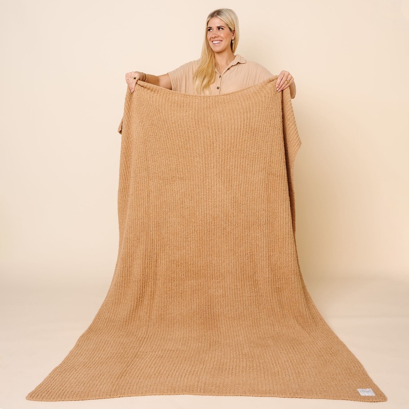 Chenille Blanket – Tan – Adult/Throw