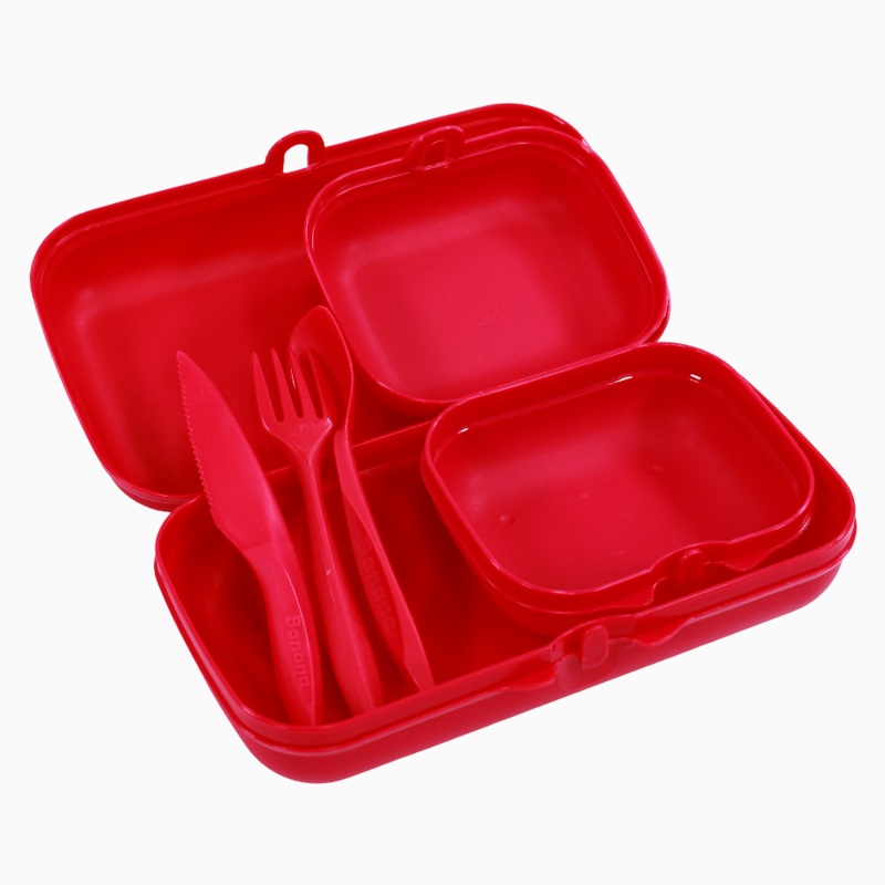 Fuchsia Plastic Lunch Box Set  (3-in-1 Easy Lock)