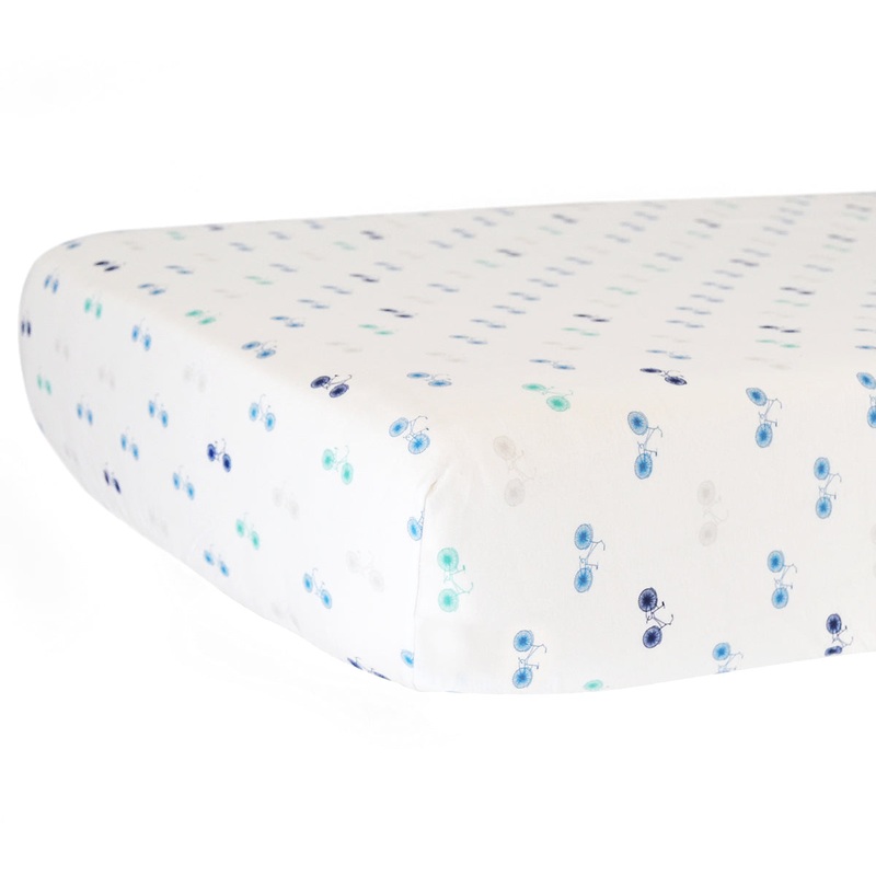 Hello Spud Organic Cotton Fitted Crib Sheet – Blue Bicycles