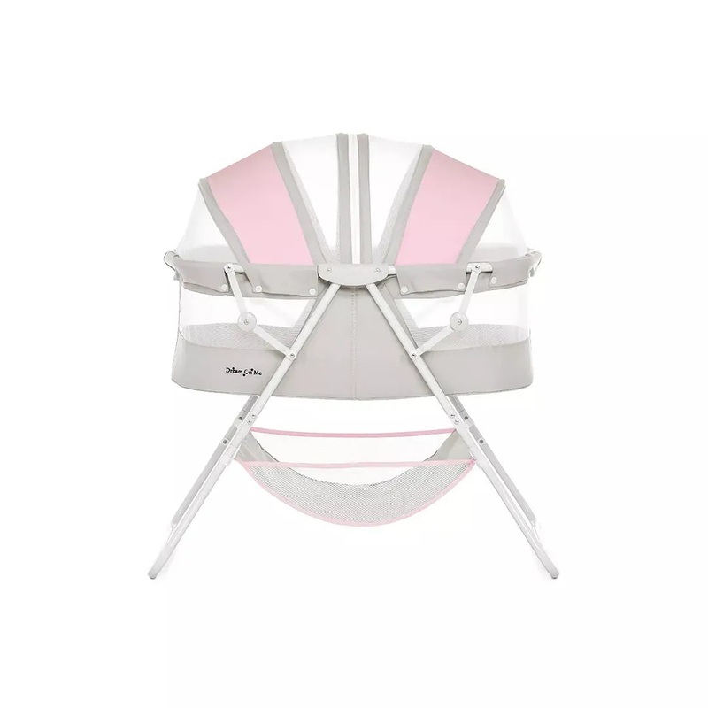 Karley Baby Bassinet in Grey and Pink, Lightweight Portable