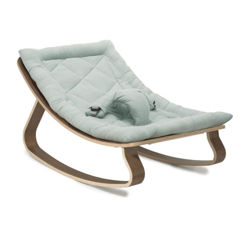 Baby Rocker LEVO in Walnut with Organic Farrow Cushion