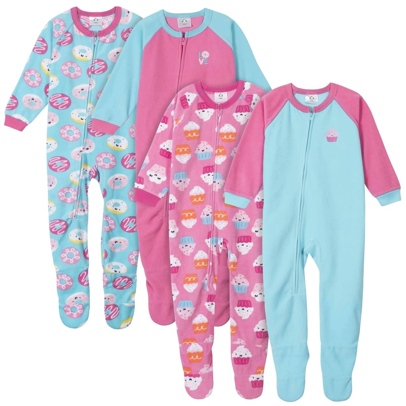 Gerber 4-Pack Toddler Girls Cupcakes & Donuts Fleece Pajamas