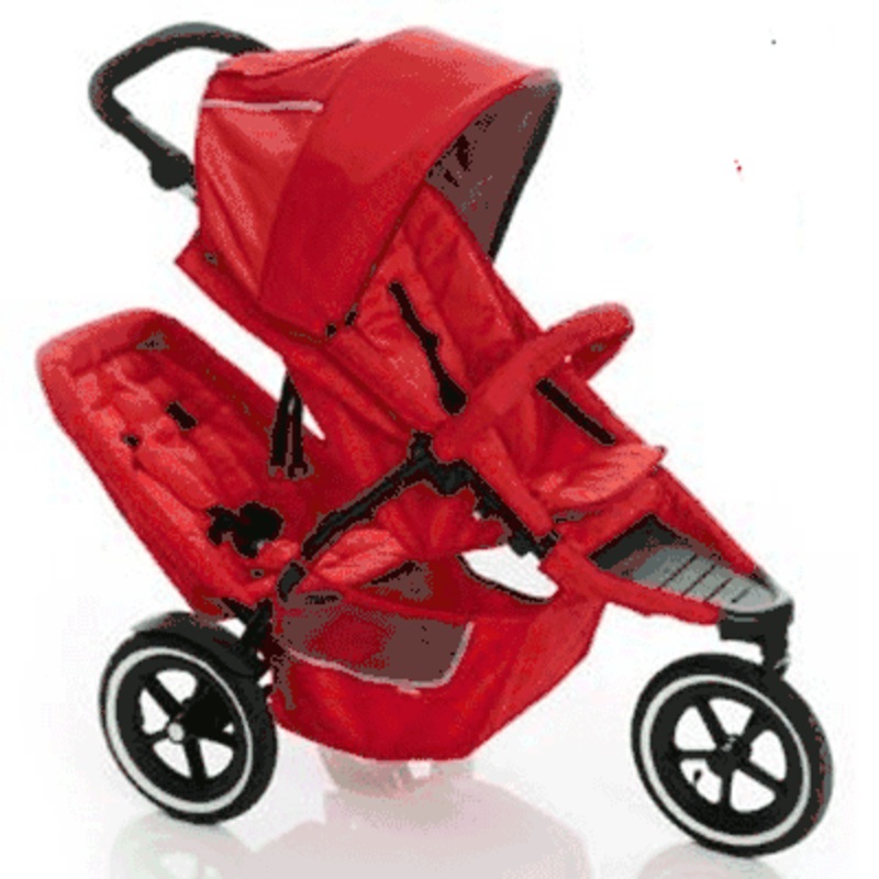 Phil and Teds Dash Double Stroller Red With Doubles Kit