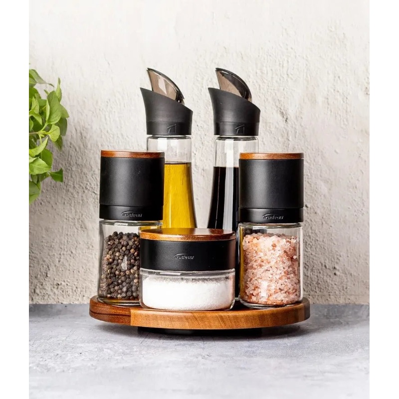 Trudeau Lazy Susan Seasoning Station, 6 Piece Set