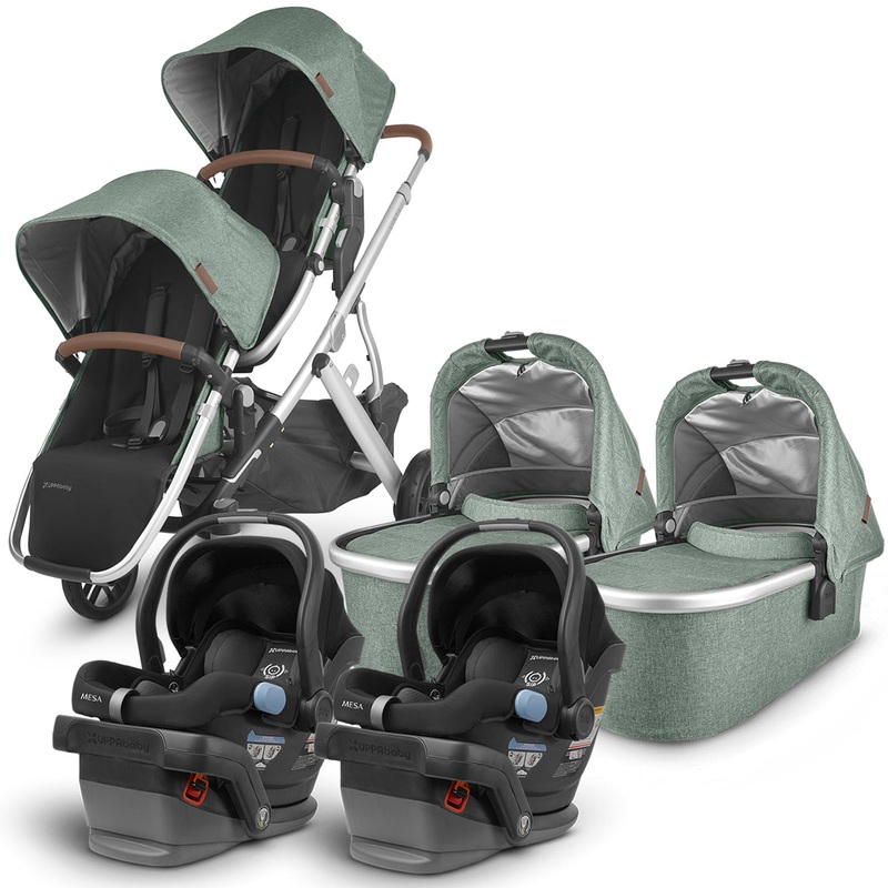UPPAbaby VISTA V2 Twin Double Stroller + MESA Travel System Bundle – Emmett/Jake