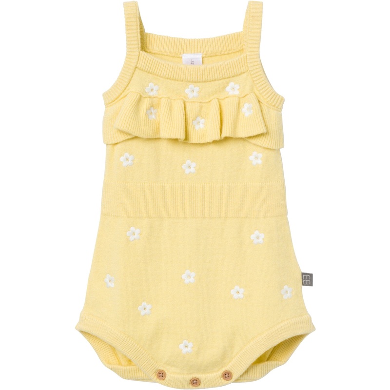 Baby Girls Yellow Floral Jersey Sunsuit Viscose Romper