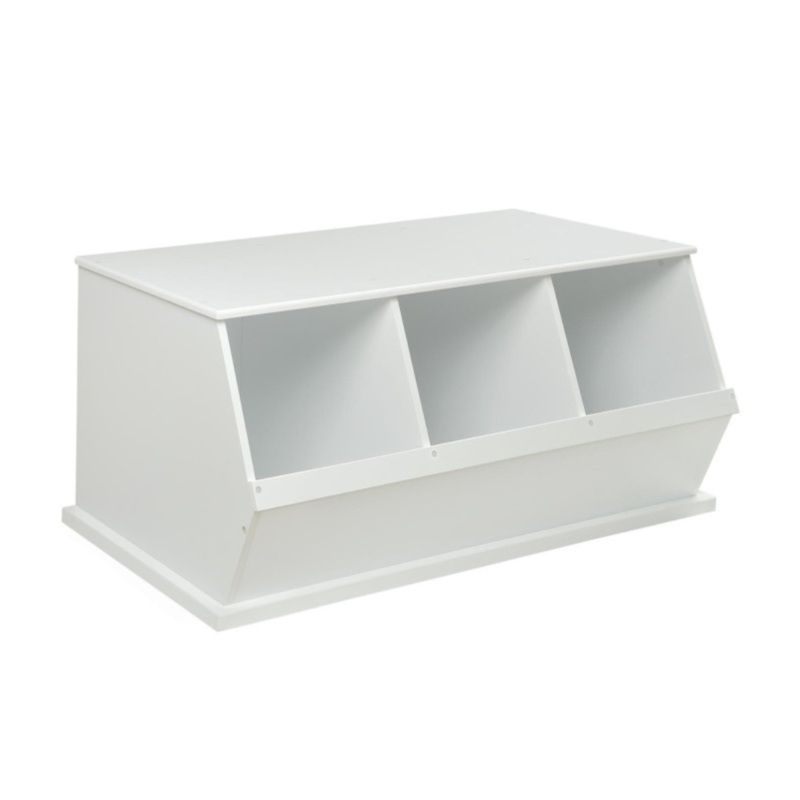Three Bin Stackable Storage Cubby – White