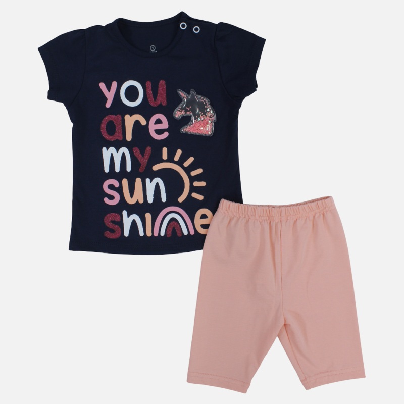 Baby Girls Cotton Pajama Set  Unicorn Sunshine Print