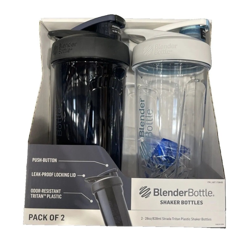 Blender Bottle Strada Shaker Bottle – 28 Ounce (2 Count) – Black/White