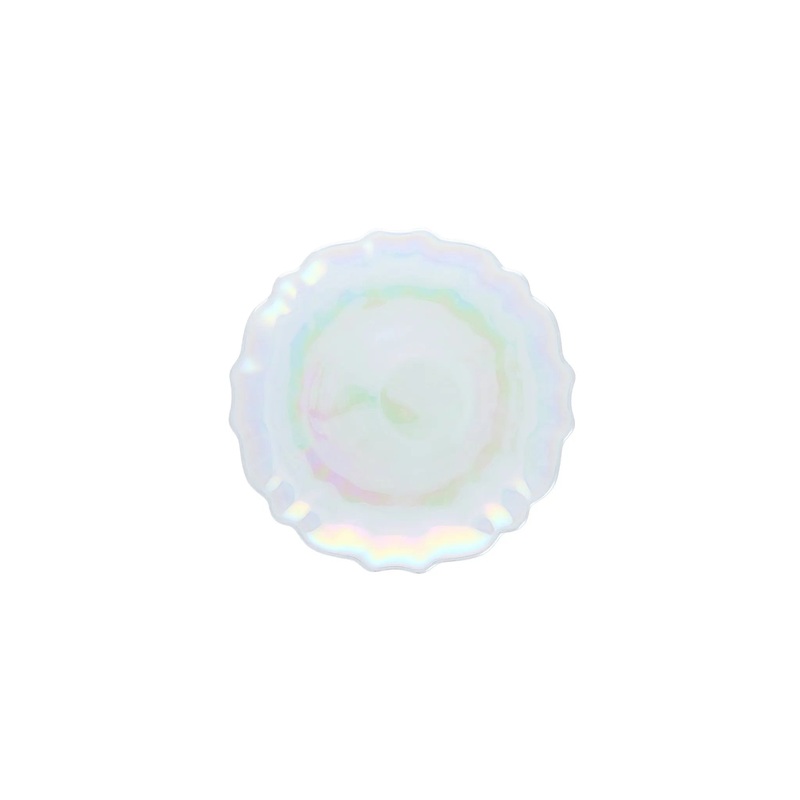 Fortessa Tableware Solutions 4pk 8.3″ Lorelei Salad Plates Iridescent: Glass Round Dishwasher-Safe Dining Plates