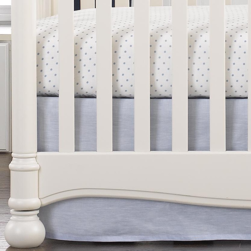 Liz & Roo Light Blue Linen Crib Skirt 16″ Drop