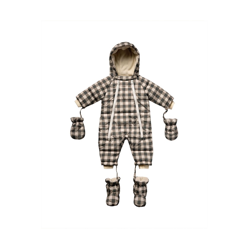 Rylee + Cru Snow Puffer Suit – Charcoal Check