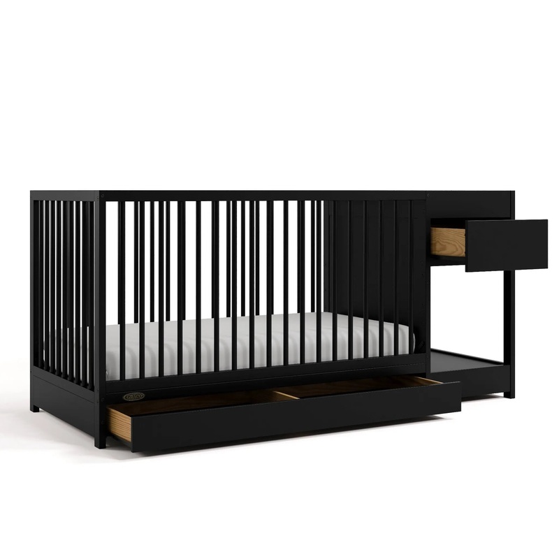 Teddi Convertible Crib and Changer – Black