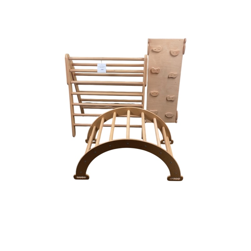Wood and Hearts Montessori Climbing Set of 3, Large, Natural Wood