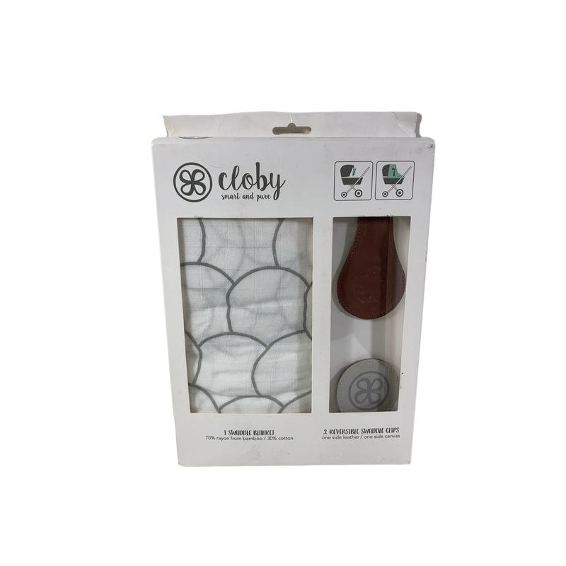 Buggygear Cloby Swaddle Blanket with Leather Magnetic Stroller & Clip, Brown